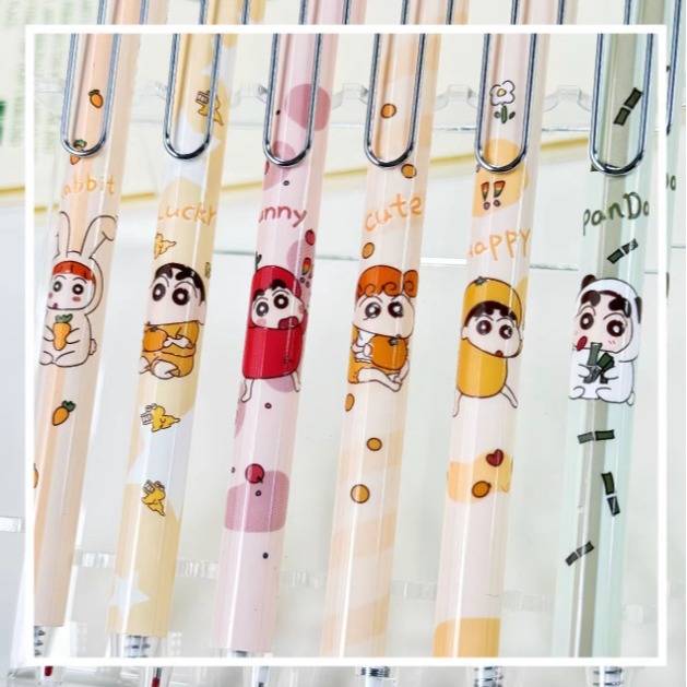 NO.1238 蠟筆小新 水果系列 中性筆 按動 中性筆 k35限定考試 黑筆 0.5mm 快乾 速寫-細節圖3