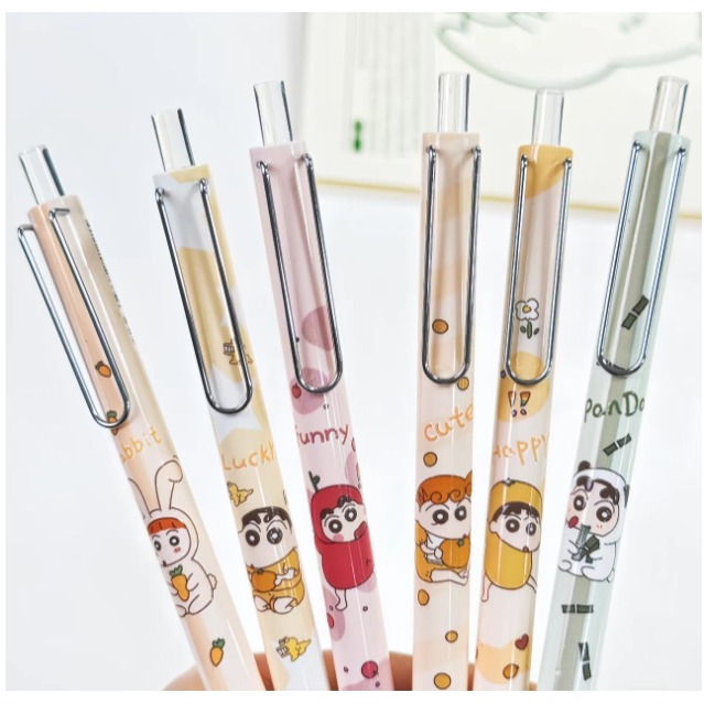 NO.1238 蠟筆小新 水果系列 中性筆 按動 中性筆 k35限定考試 黑筆 0.5mm 快乾 速寫-規格圖8