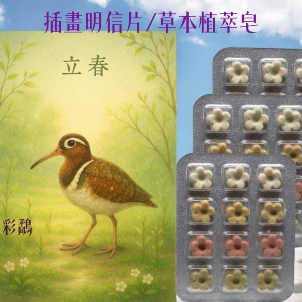 春季節氣插畫卡 草本皂 限量收藏款 天然植物香氣隨身 植粹草本皂#洗手皂#隨身皂#防疫小物#旅行皂#療愈小物#肥皂-細節圖6