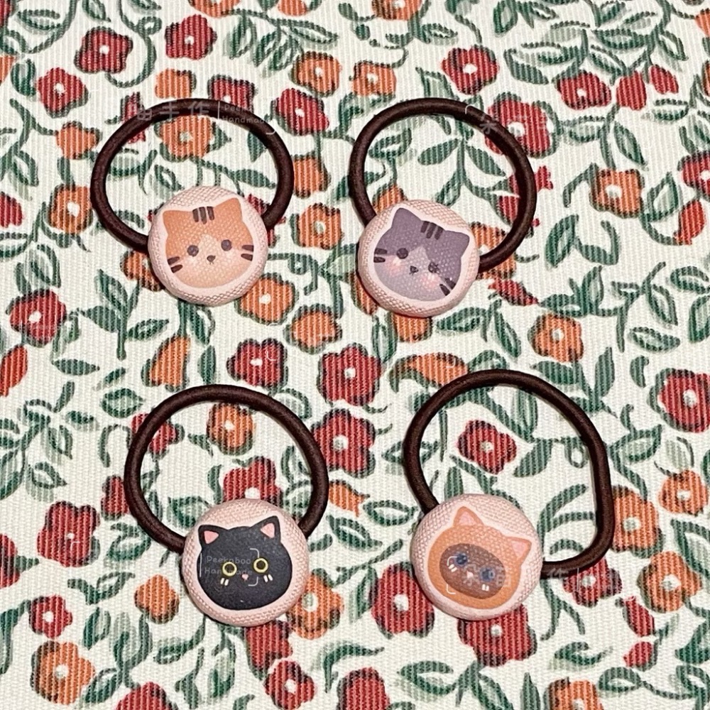 獨家手繪 🐈貓咪 釦釦綁 5色 大綁-細節圖2
