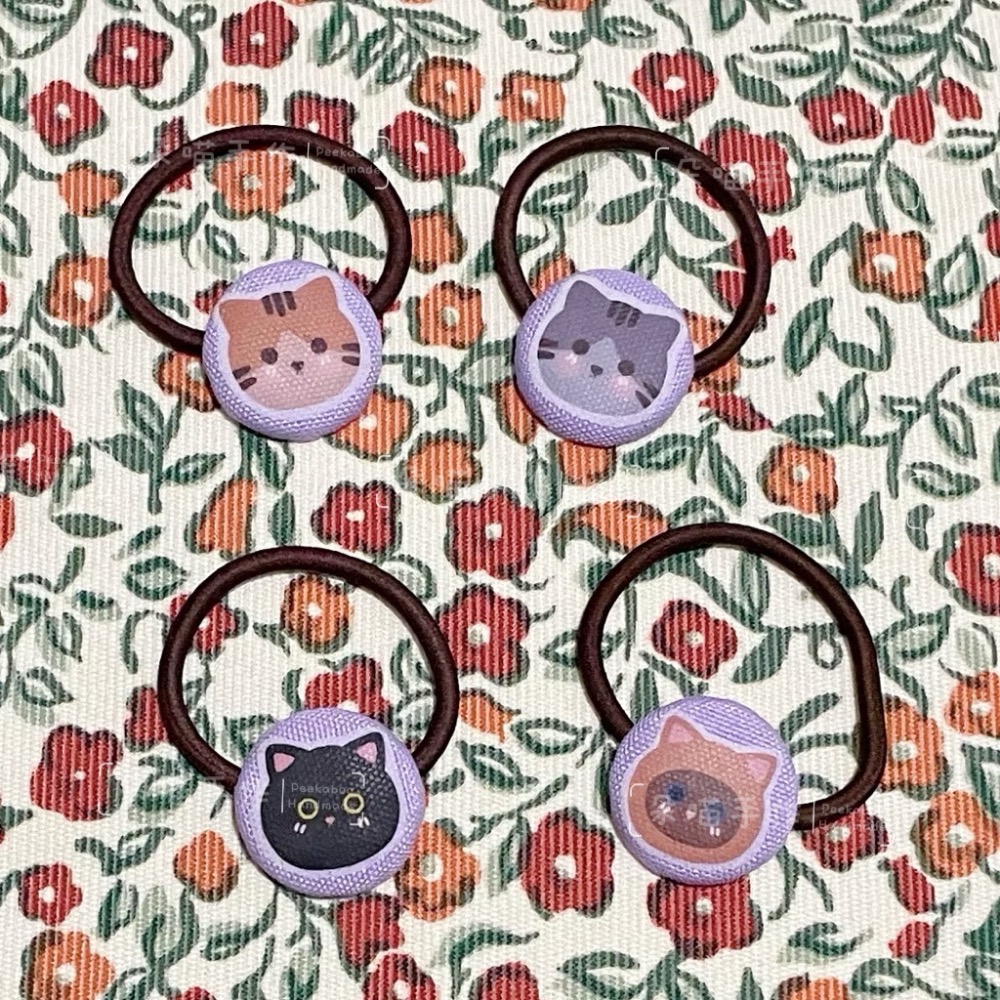 獨家手繪 🐈貓咪 釦釦綁 5色 大綁-細節圖3