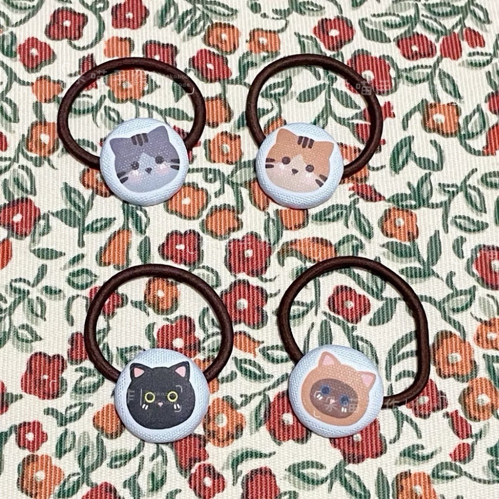 獨家手繪 🐈貓咪 釦釦綁 5色 大綁-細節圖4