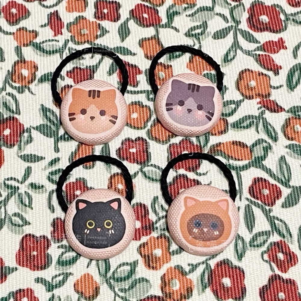 獨家手繪 🐈貓咪 釦釦綁 5色 小綁-細節圖2