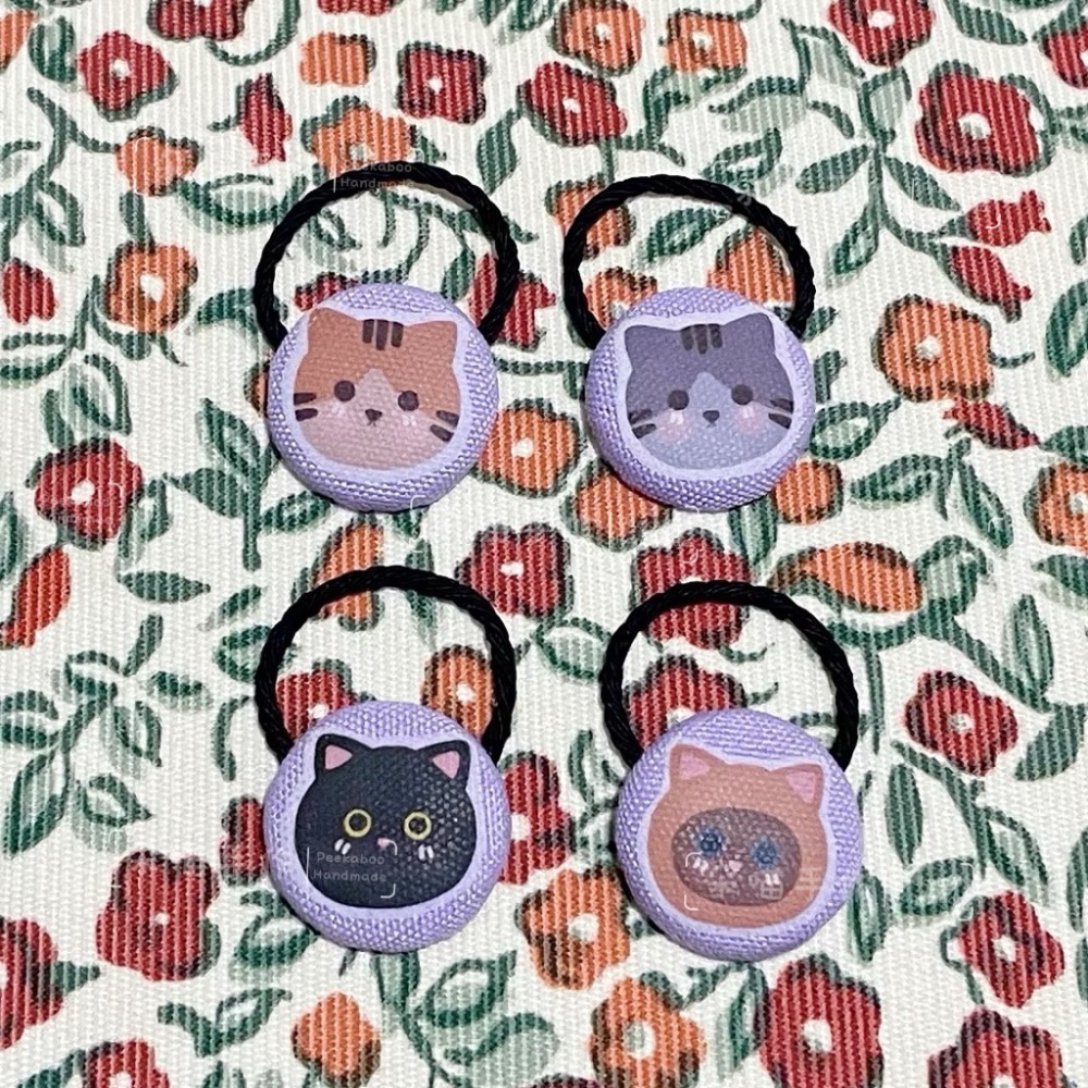 獨家手繪 🐈貓咪 釦釦綁 5色 小綁-細節圖3