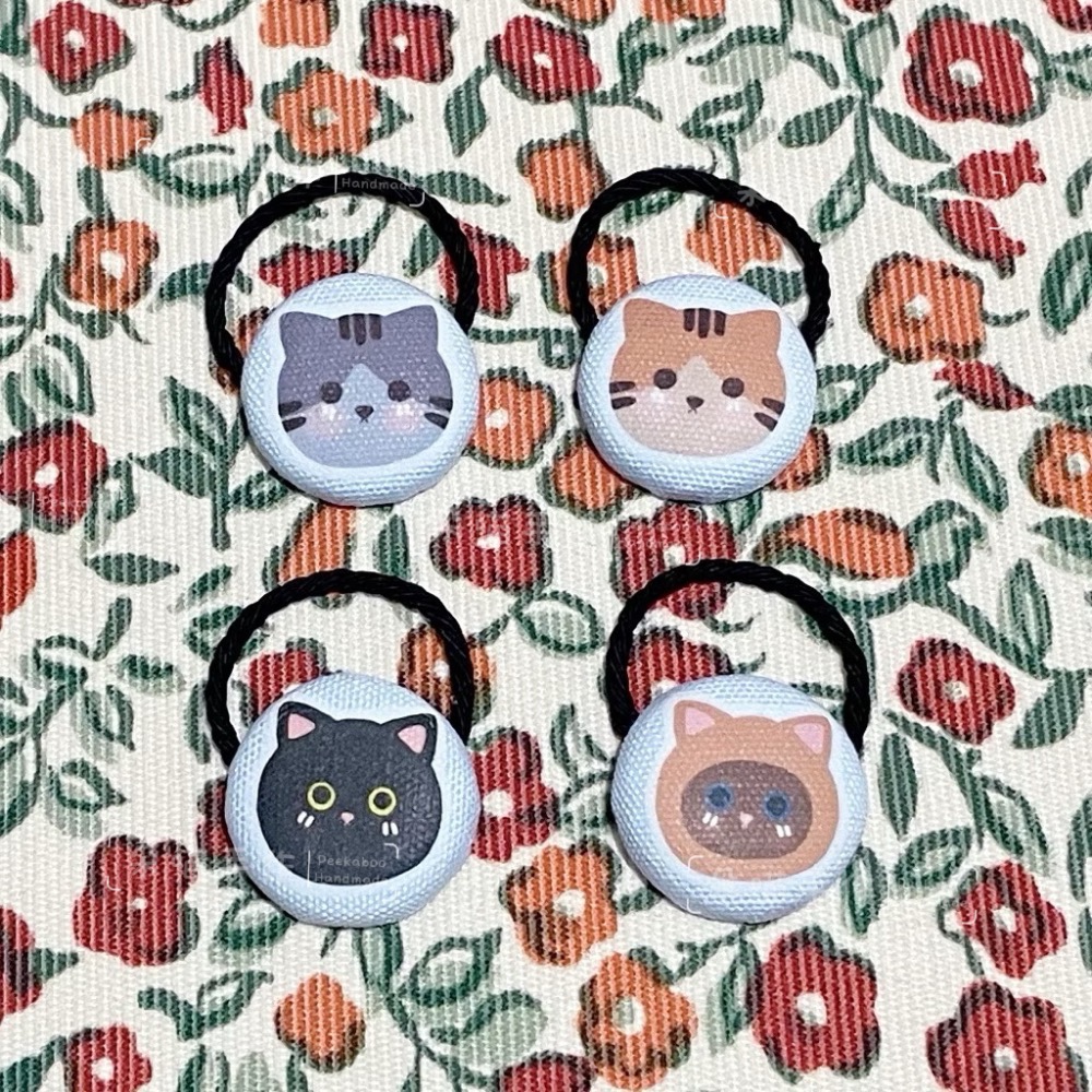 獨家手繪 🐈貓咪 釦釦綁 5色 小綁-細節圖4