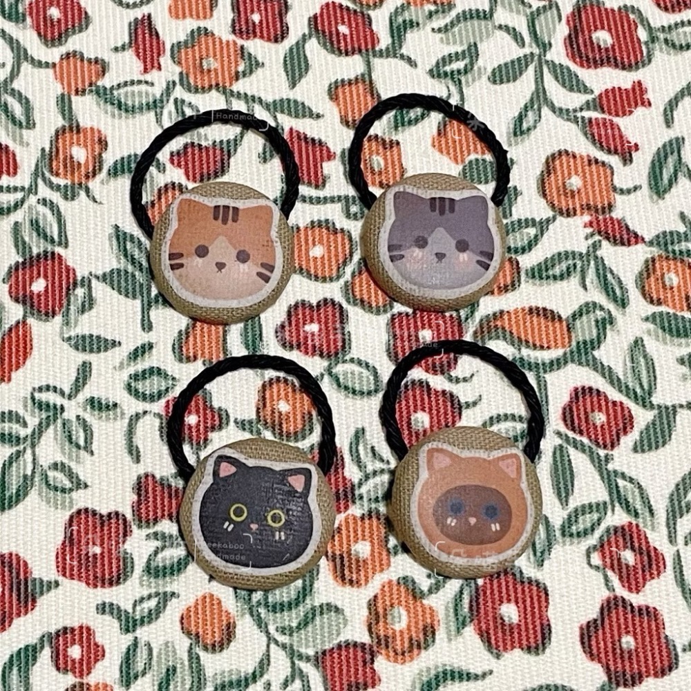 獨家手繪 🐈貓咪 釦釦綁 5色 小綁-細節圖5