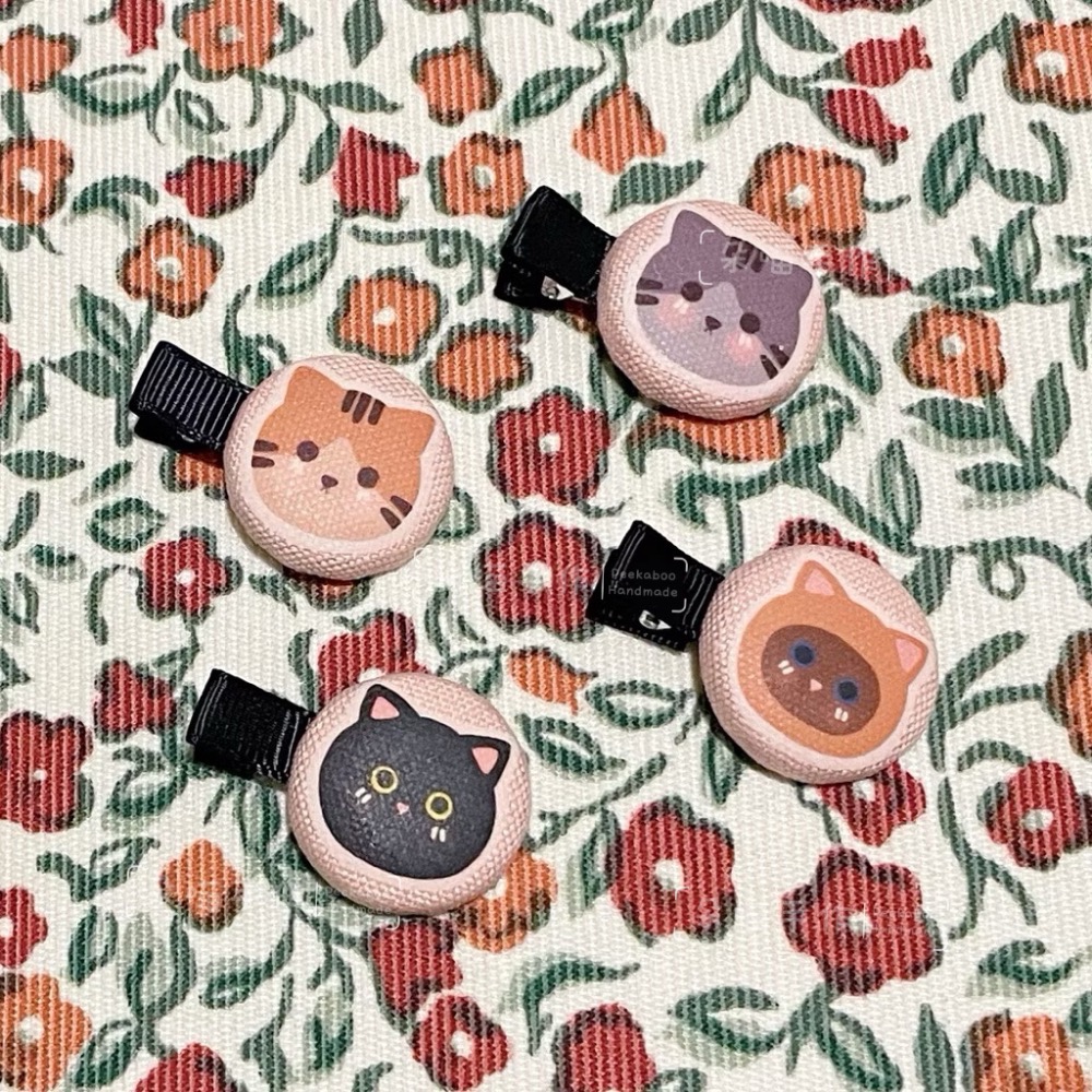 獨家手繪 🐈貓咪 釦釦夾 5色 髮夾-細節圖2