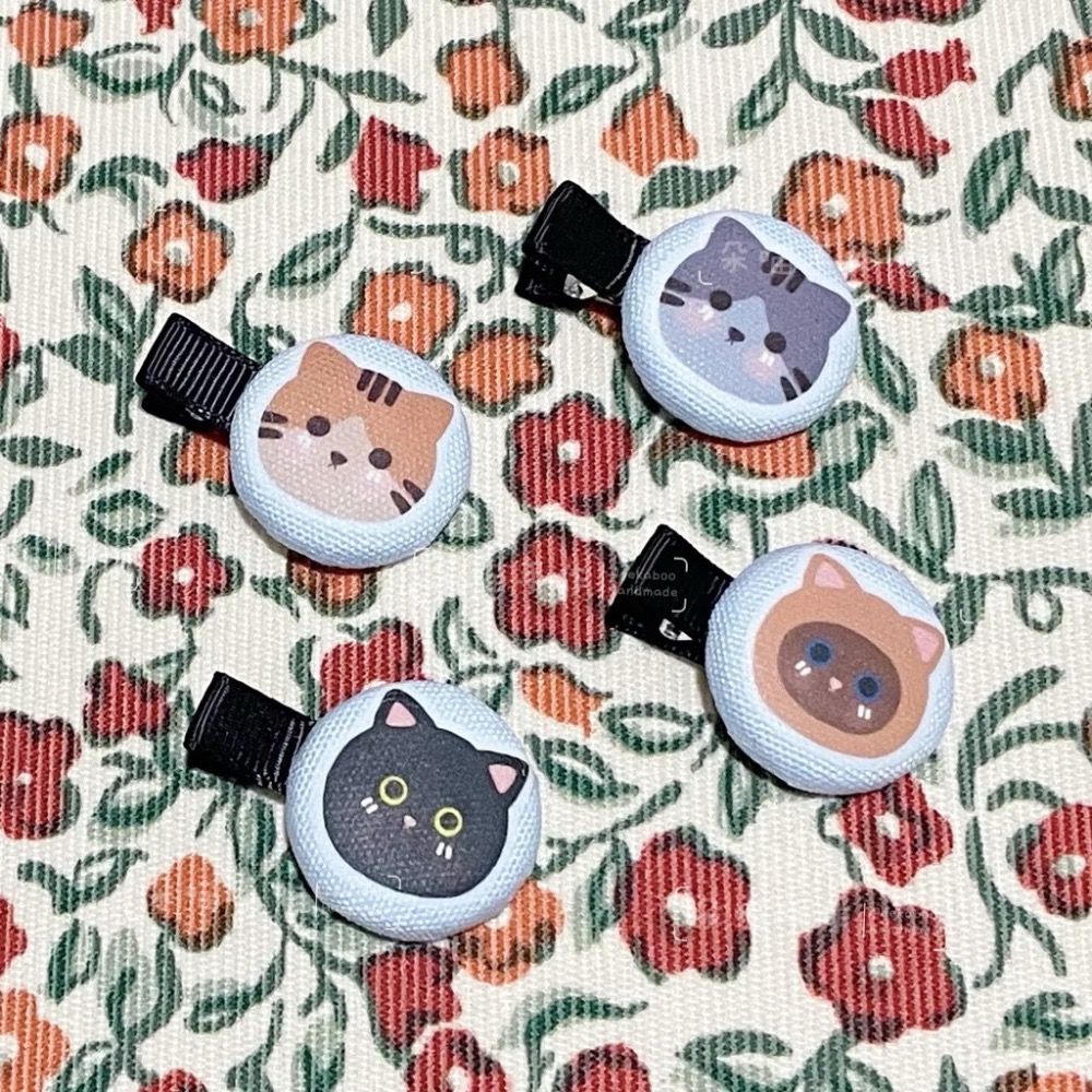 獨家手繪 🐈貓咪 釦釦夾 5色 髮夾-細節圖4