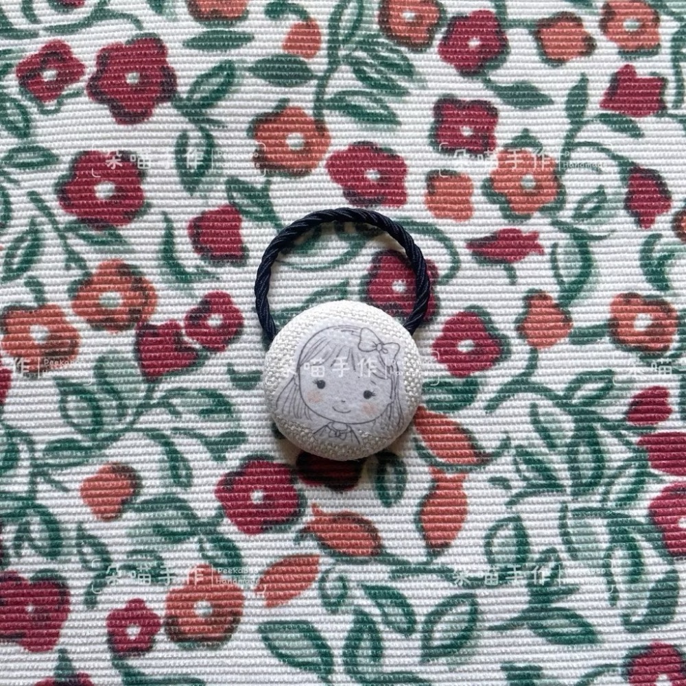 獨家手繪 朵喵女孩 釦釦綁 釦釦夾 5色 小綁 大綁 髮夾-細節圖2