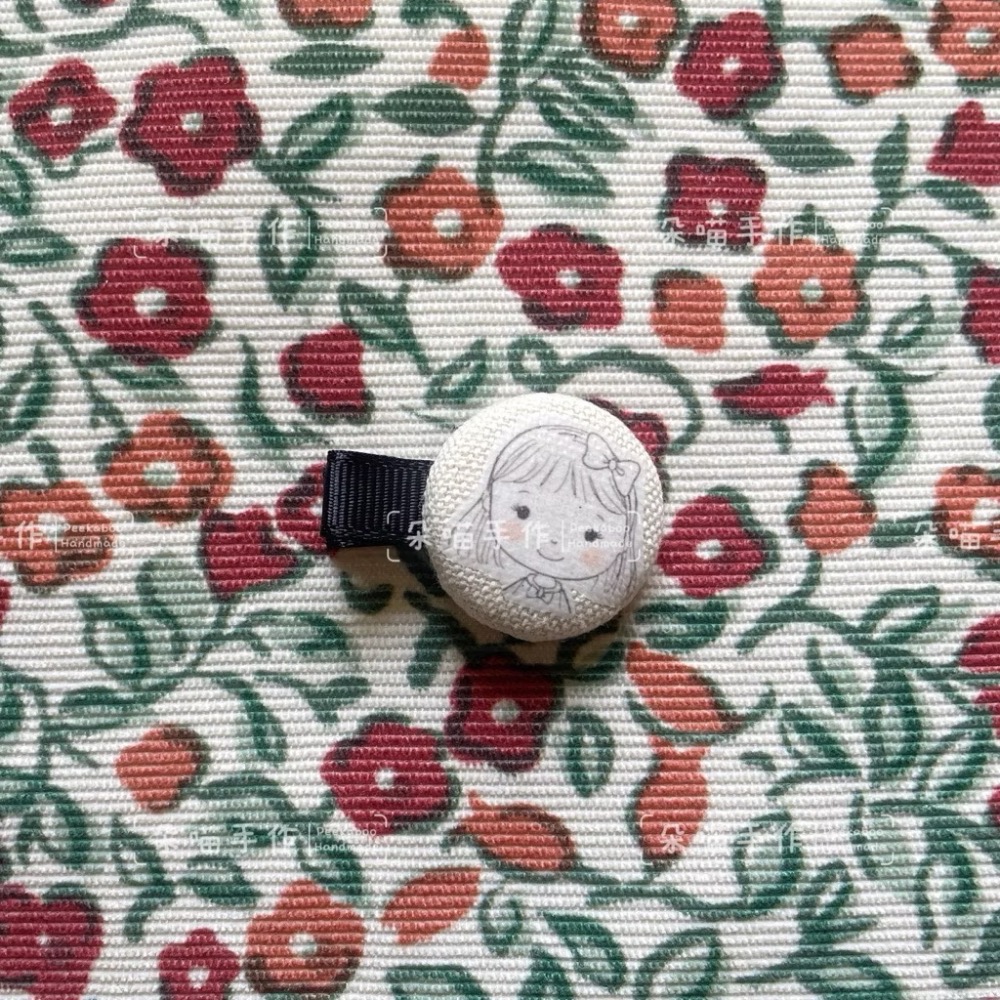 獨家手繪 朵喵女孩 釦釦綁 釦釦夾 5色 小綁 大綁 髮夾-細節圖3