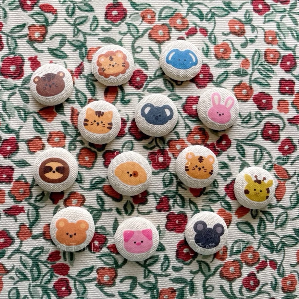 獨家手繪 可愛動物 釦釦+刺繡花布 飛飛蝴蝶結 大綁 小綁 髮夾 賣場2-細節圖2