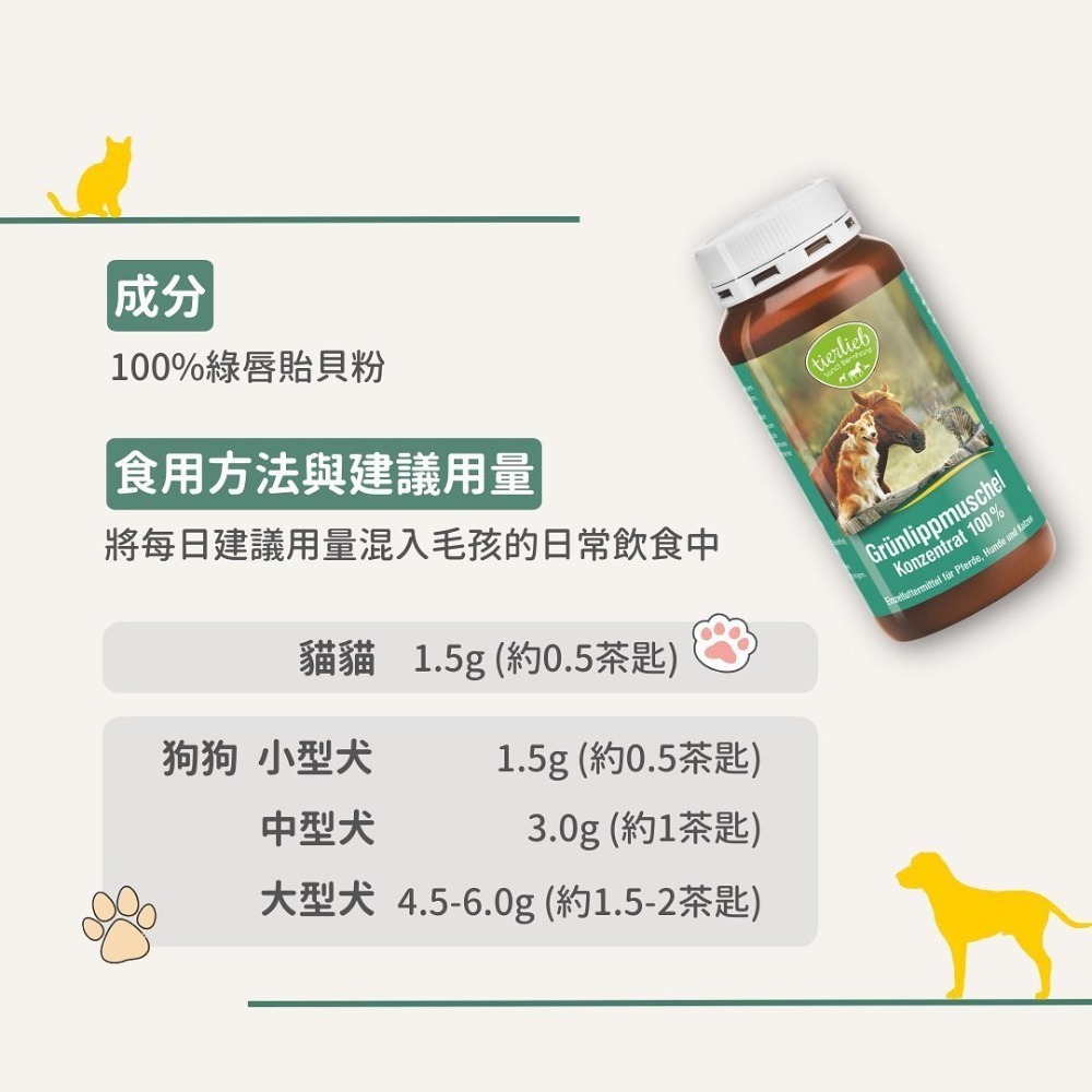 關於貓與我 × 高雄苓雅可店取｜【德國百年藥草之家-動物好朋友】100%天然綠唇貽貝精華粉-細節圖8