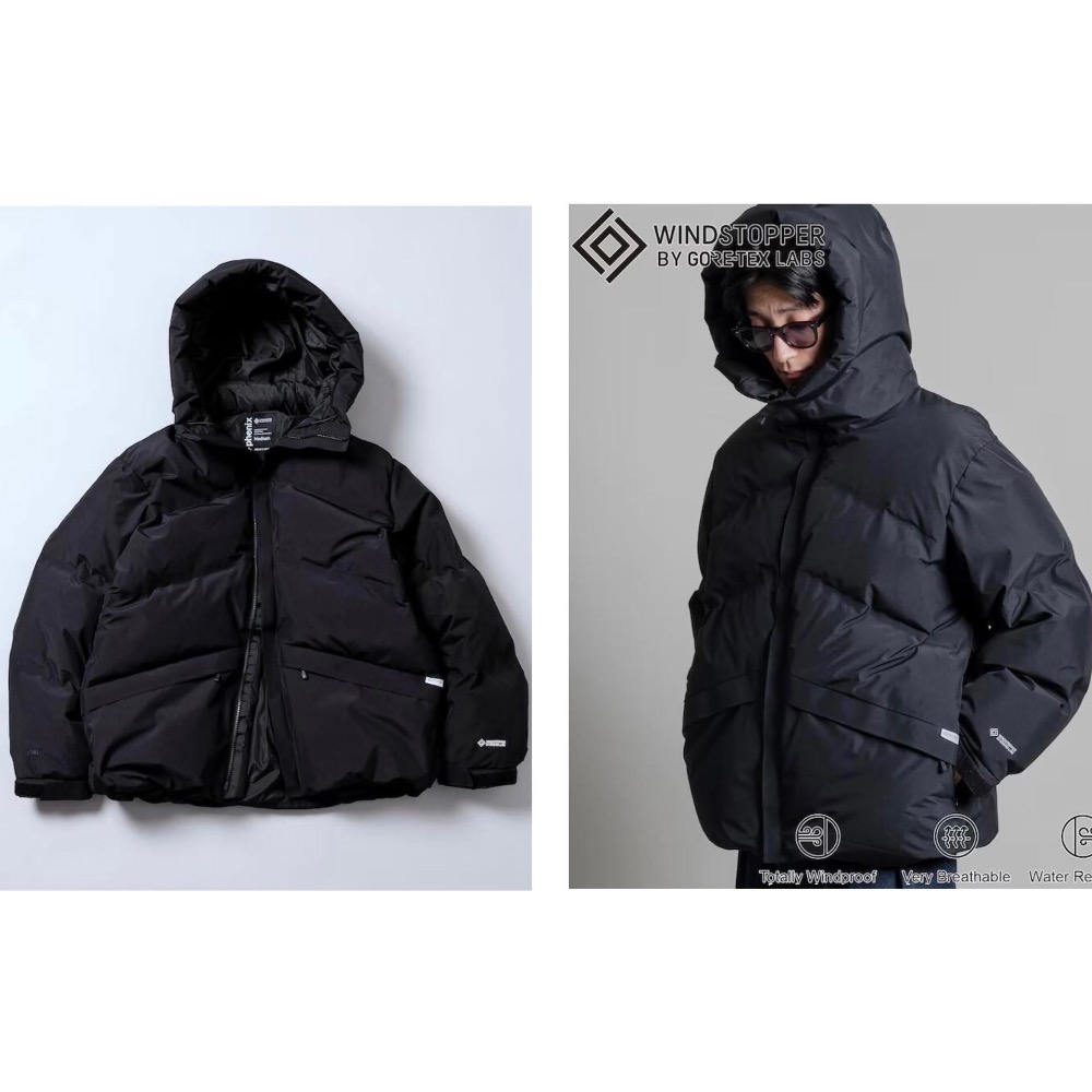 日線🇯🇵Plus Phenix別注GORE-TEX 黑WINDSTOPPER DOWN JACKET 全新含吊牌-細節圖2