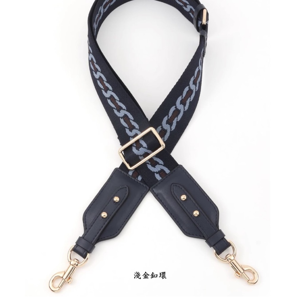 💙寬版 拼接真皮革可拆卸改造包包肩揹帶/寬背帶/斜揹帶/寬肩帶/側背帶 鏈條圖騰 單寧深藍/背帶-規格圖8