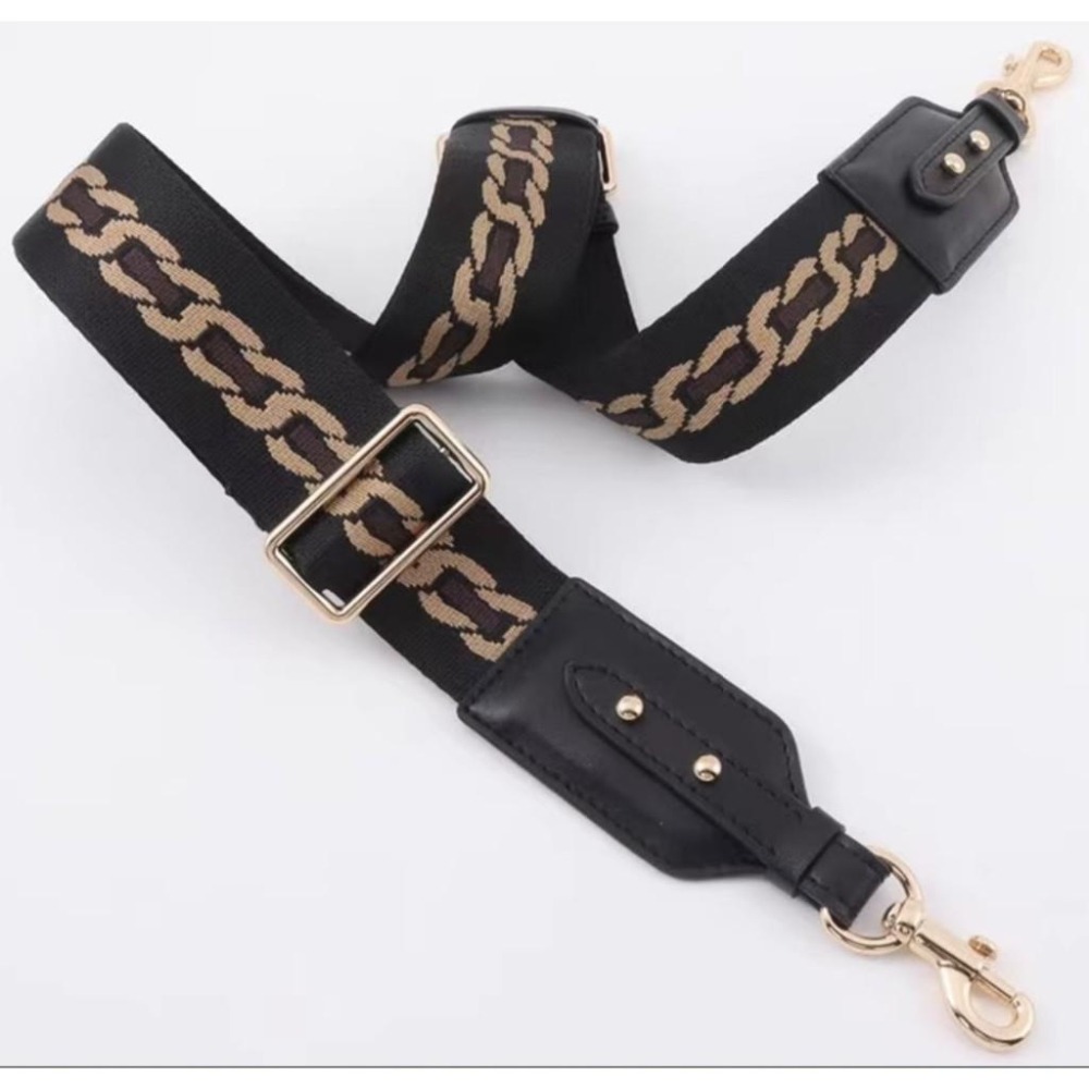 💙4.5公分寬版 帆布拼接皮革包包肩揹帶/寬背帶/斜揹帶/寬肩帶/側斜背帶鏈條圖紋可拆卸改造包包配件-細節圖4