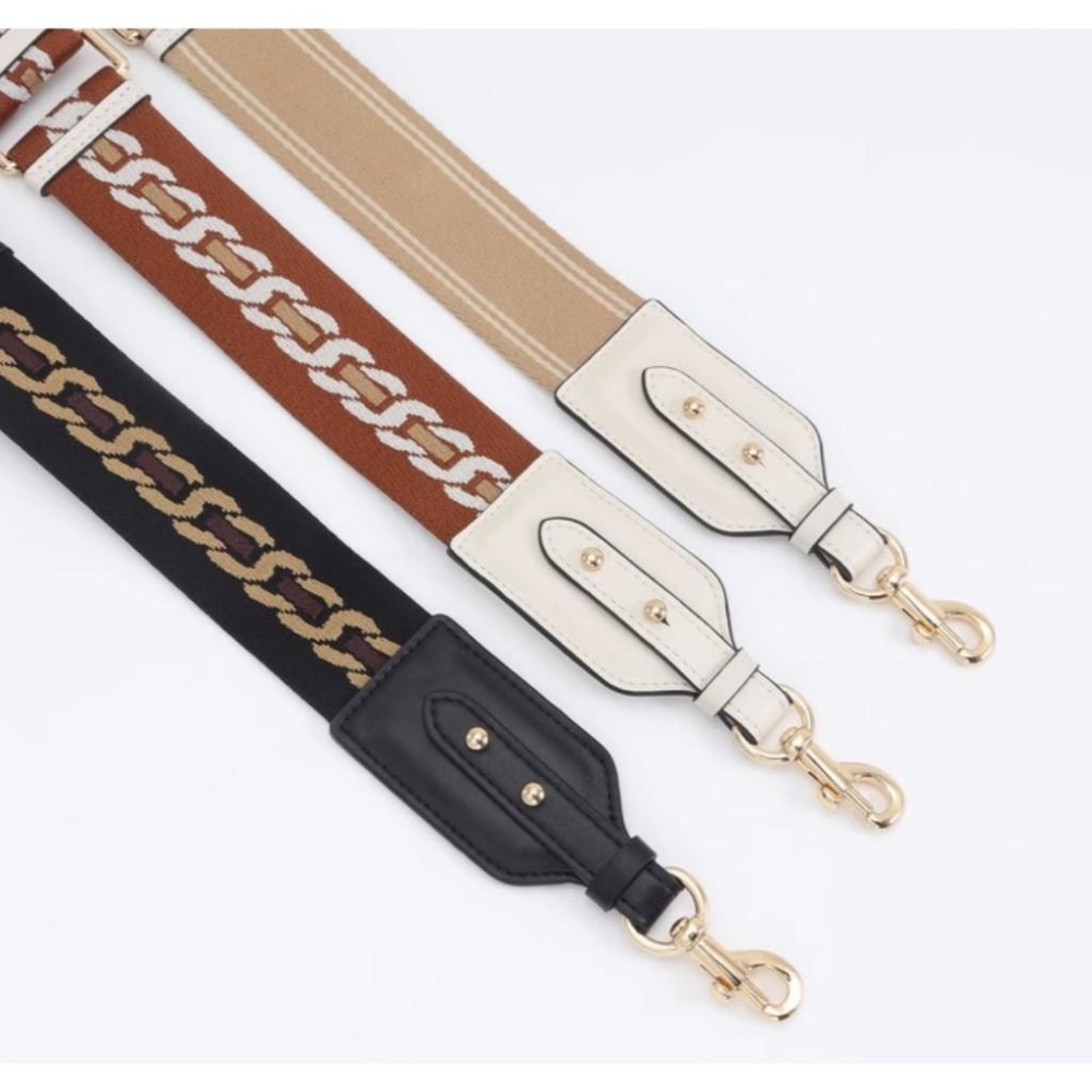 💙4.5公分寬版 帆布拼接皮革包包肩揹帶/寬背帶/斜揹帶/寬肩帶/側斜背帶鏈條圖紋可拆卸改造包包配件-細節圖8