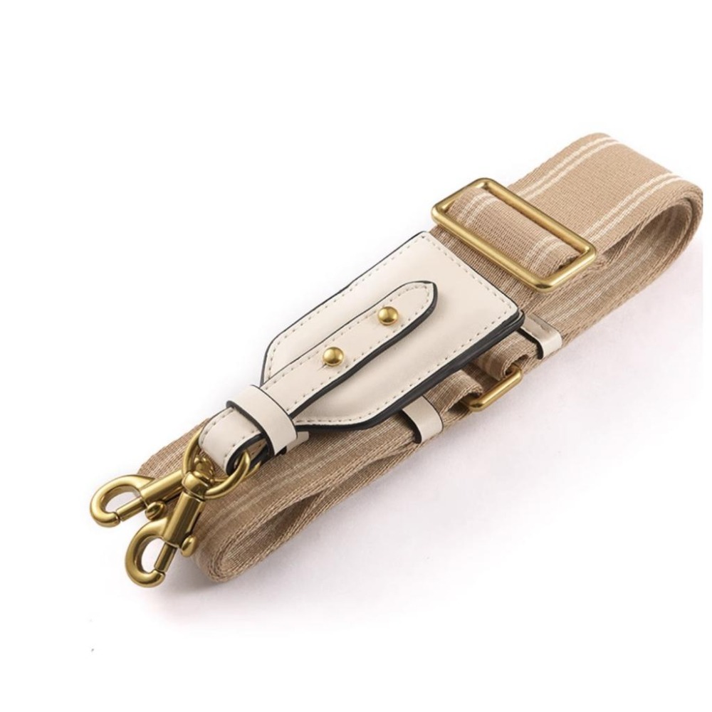 ♥kiki choc♥寬版 拼接真皮革可拆卸改造包包肩揹帶/寬背帶/斜揹帶/寬肩帶/側背帶 米杏條皮革/奶茶條紋-細節圖5