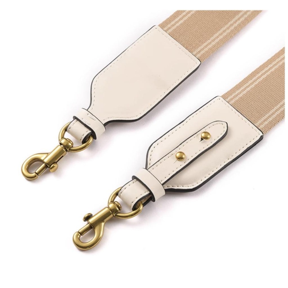 ♥kiki choc♥寬版 拼接真皮革可拆卸改造包包肩揹帶/寬背帶/斜揹帶/寬肩帶/側背帶 米杏條皮革/奶茶條紋-細節圖6