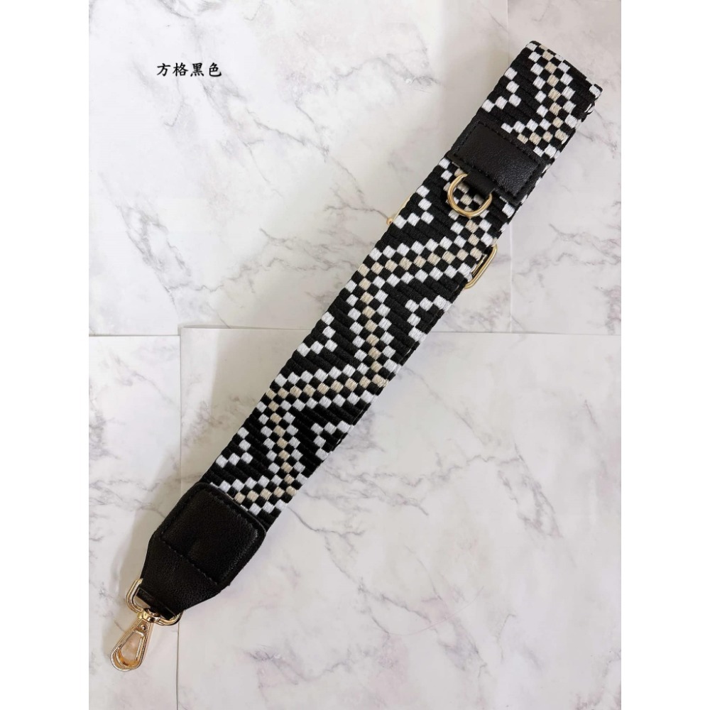 ♥kiki choc♥韓 多功能二合一 點點方格/圖騰刺繡包包背帶可拆卸替換側揹帶/斜揹帶 刺繡圖騰麻將包帶手機背帶-規格圖8