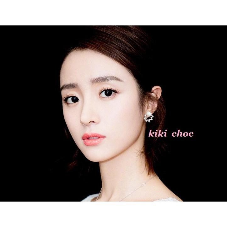♥ 韓*S925銀飾* 閃亮細緻水鑽花圈/圓圈/圈圈綴珍珠耳環  明星款-細節圖6