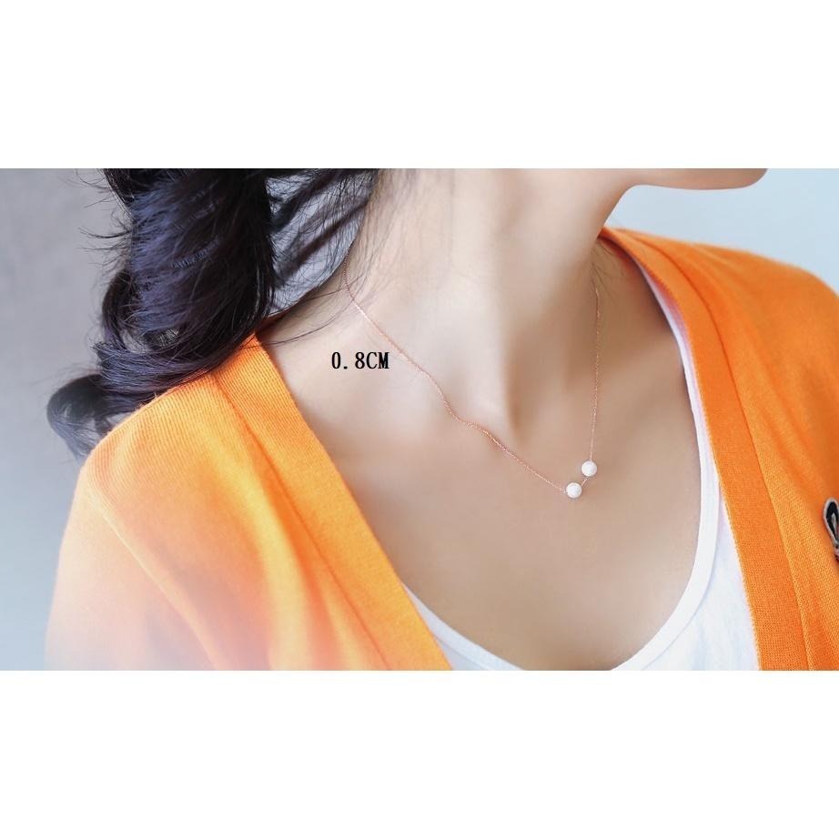 ♥ kiki choc ♥ *鈦鋼材質*雙珍珠 單顆珍珠墜鎖骨項鍊短鍊 韓劇孔孝真類似同款-細節圖4