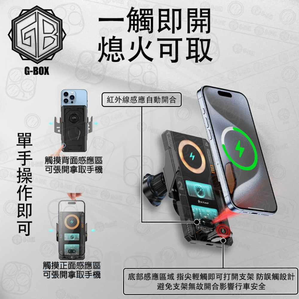 賽博龐克機甲 智能感應手機夾 車載自動機械感應手機支架 車用專用自動機械感應手機支架-細節圖3
