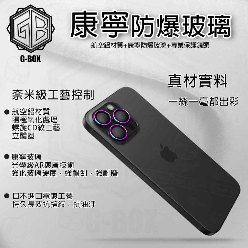 G-BOX iPhone 15 康寧玻璃鏡頭貼 9H 康寧玻璃 鏡頭保護貼-細節圖2