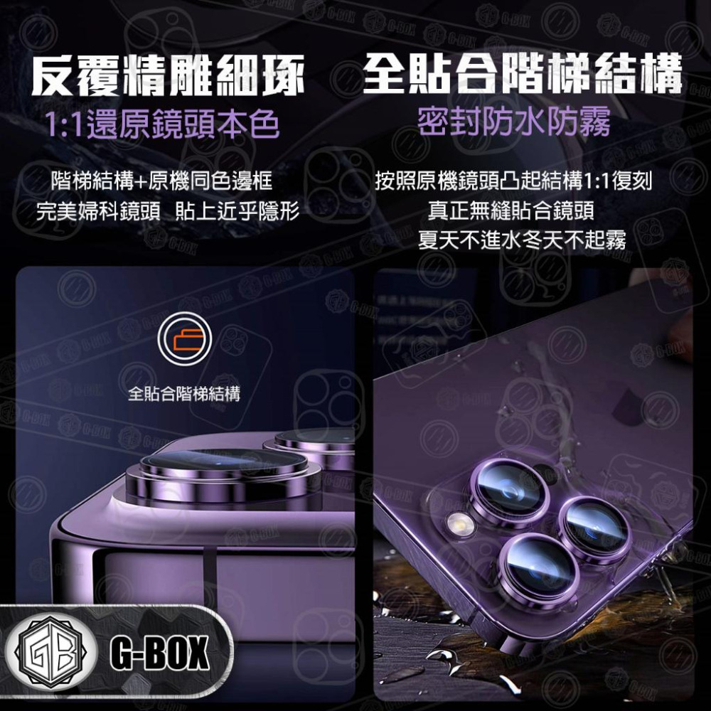 G-BOX  iPhone 14 9H 鏡頭保護貼 鋼化玻璃 原機台階鷹眼鏡頭貼-細節圖3