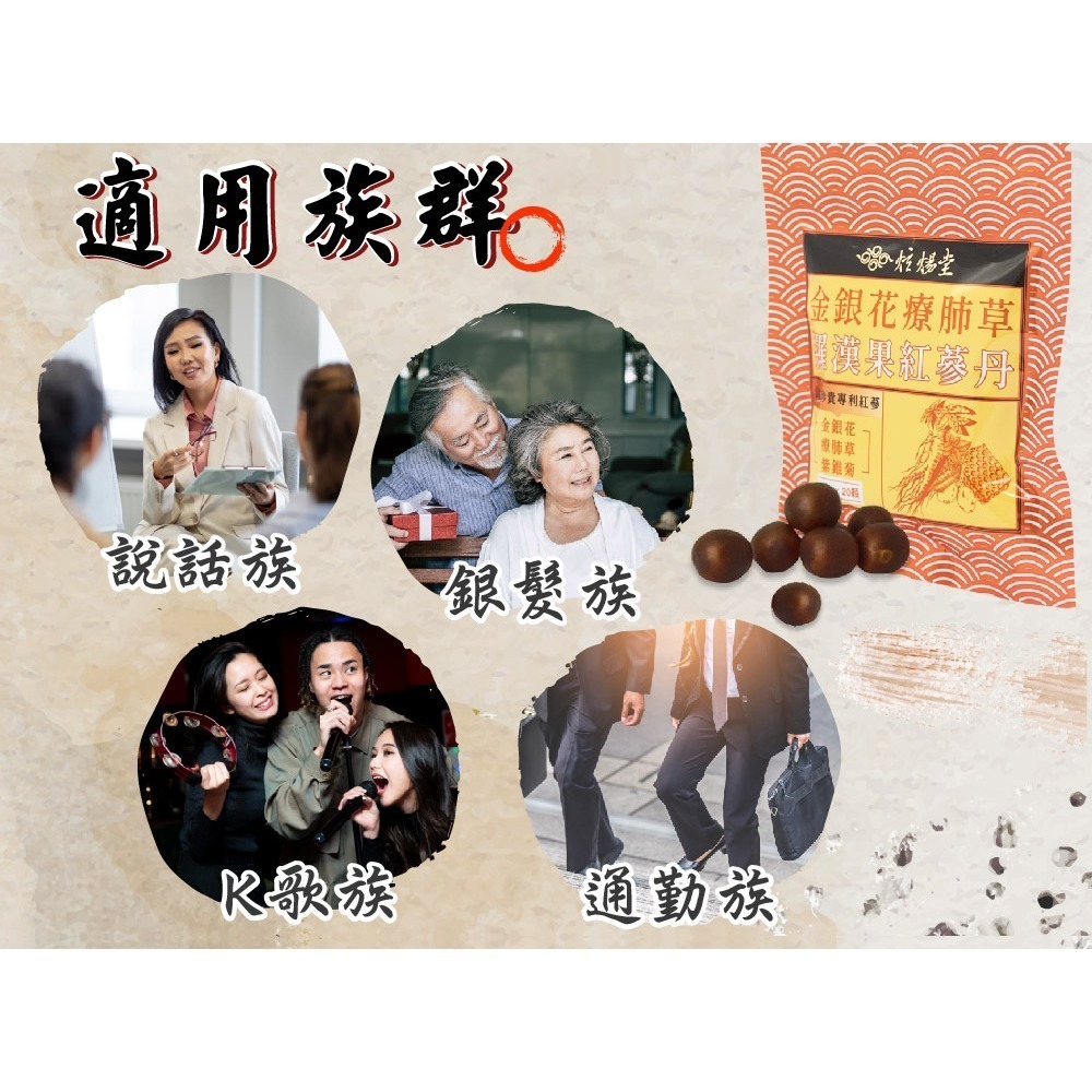 炫煬堂 金銀花療肺草羅漢果紅蔘丹軟喉丹(20顆/包) 咀嚼食用-細節圖5