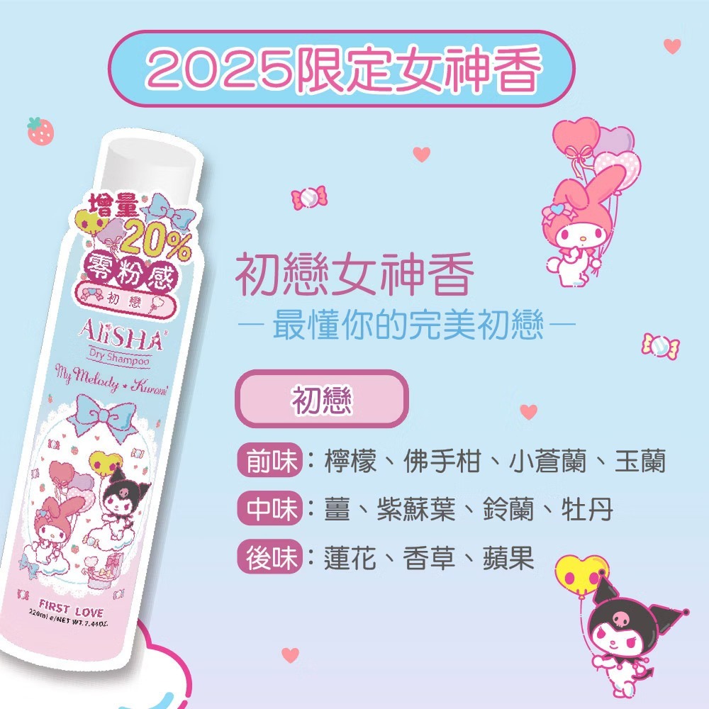 AliSHA  三麗鷗聯名款 乾洗髮噴霧220ml (多款可選) 三麗鷗聯名款-細節圖7