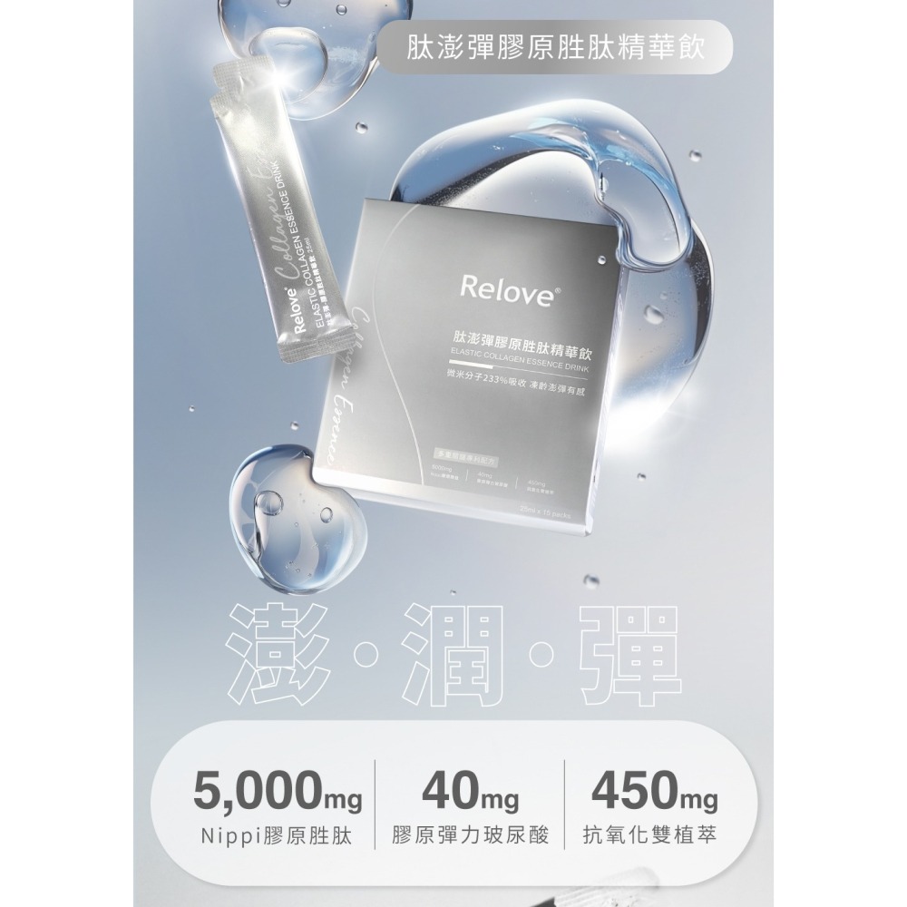 Relove 澎彈美顏組 ( 膠原胜肽精華飲1盒+維他命C膠囊1包 ) 魚膠原蛋白 賽洛美 穀胱甘肽-細節圖2