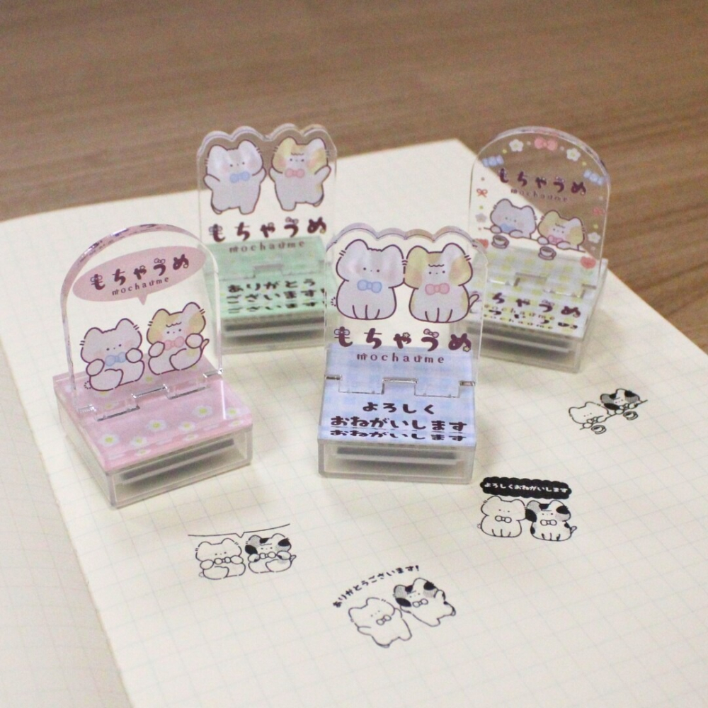 ※風之物※  插畫家ぬここ もちゃうめ 壓克力自帶墨印章 文具女子博 日本可愛手帳文具 貓控必收藏 貓咪文具 療育可愛-細節圖2