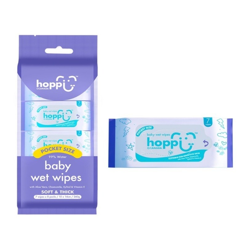 Hoppi嬰兒口手適用純水濕紙巾(迷你包)7抽/8包/袋