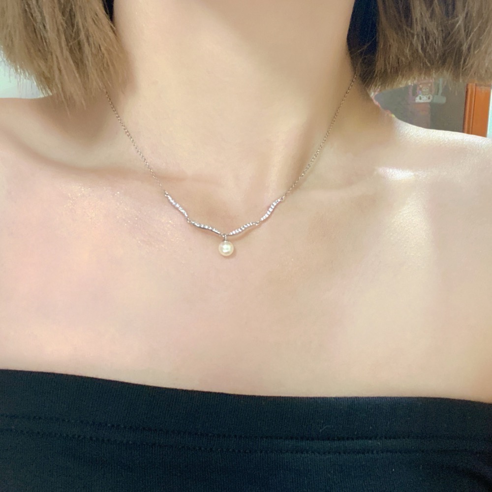 𝟐𝟓𝟒𝟐𝟕𝒂𝒄𝒄 ꕤ︎︎·͜·-珍珠與銀光的邂逅🕊️🐚 珍珠項鍊 短項鍊 飾品-細節圖4