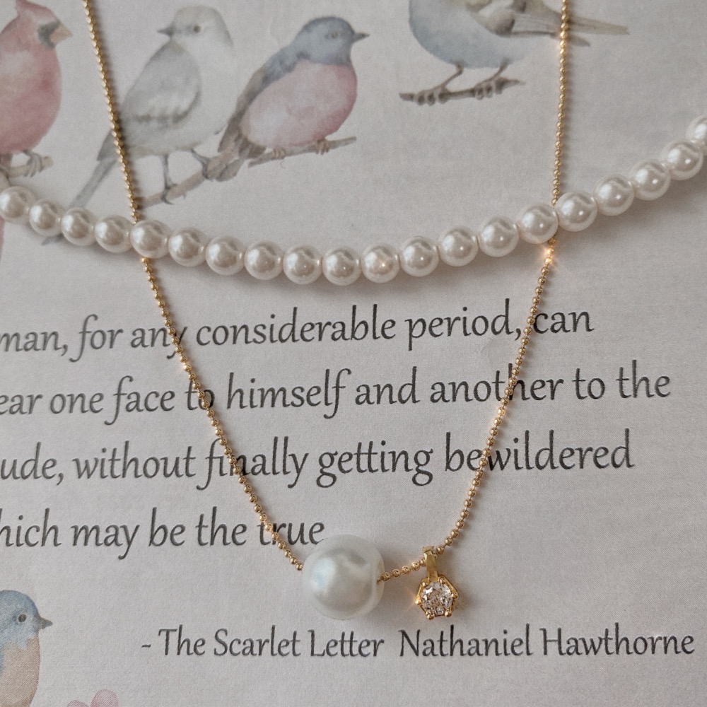 𝟐𝟓𝟒𝟐𝟕𝒂𝒄𝒄 ꕤ︎︎·͜·-🪽💌溫柔的白月光 珍珠 項鍊 疊戴 高級感 鎖骨鏈-細節圖4