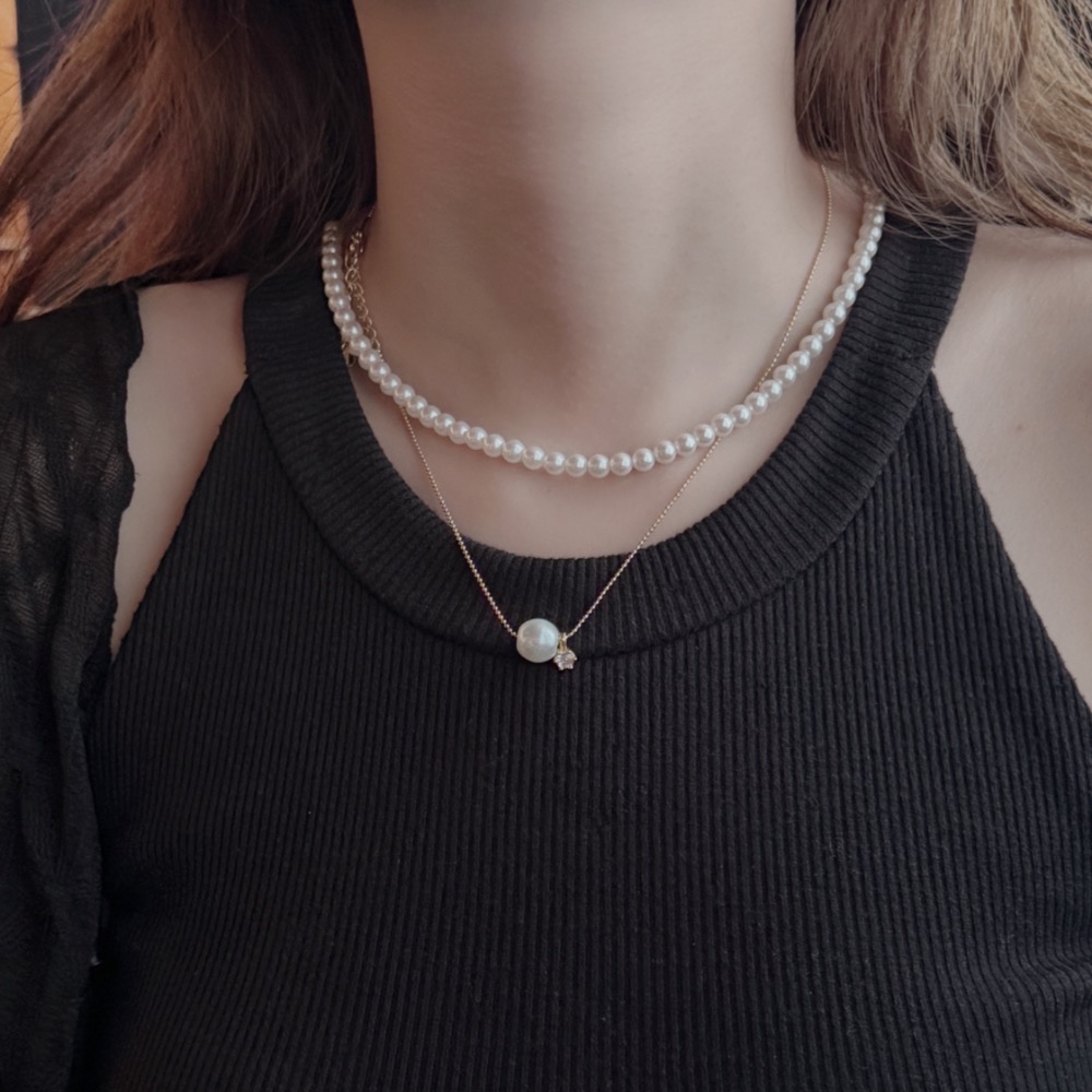 𝟐𝟓𝟒𝟐𝟕𝒂𝒄𝒄 ꕤ︎︎·͜·-🪽💌溫柔的白月光 珍珠 項鍊 疊戴 高級感 鎖骨鏈-細節圖5