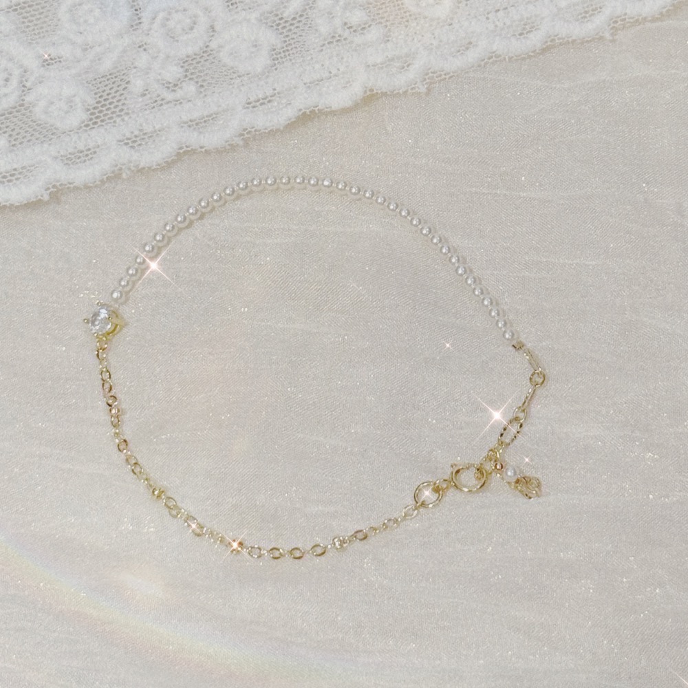 𝟐𝟓𝟒𝟐𝟕𝒂𝒄𝒄 ꕤ︎︎·͜·-在逃公主法式輕奢閃鑽 珍珠手鍊 手環 手鏈 飾品-細節圖3