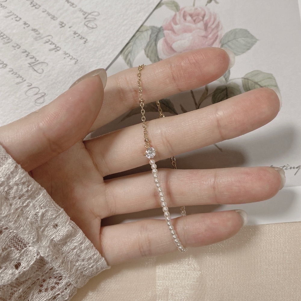 𝟐𝟓𝟒𝟐𝟕𝒂𝒄𝒄 ꕤ︎︎·͜·-在逃公主法式輕奢閃鑽 珍珠手鍊 手環 手鏈 飾品-細節圖4