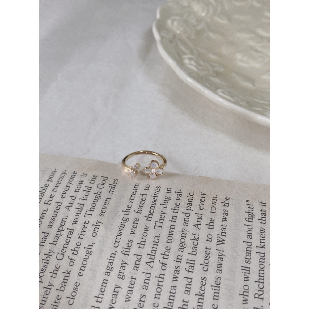 𝟐𝟓𝟒𝟐𝟕𝒂𝒄𝒄 ꕤ︎︎·͜·-花開半夏小花花開口 可調節戒指💐-細節圖2