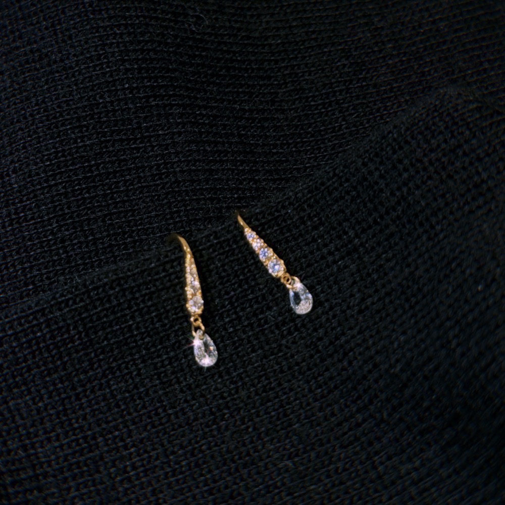 𝟐𝟓𝟒𝟐𝟕𝒂𝒄𝒄 ꕤ︎︎·͜·-S925純銀鍍金 清冷月光🌕✨耳間隱隱閃爍耳環-細節圖3