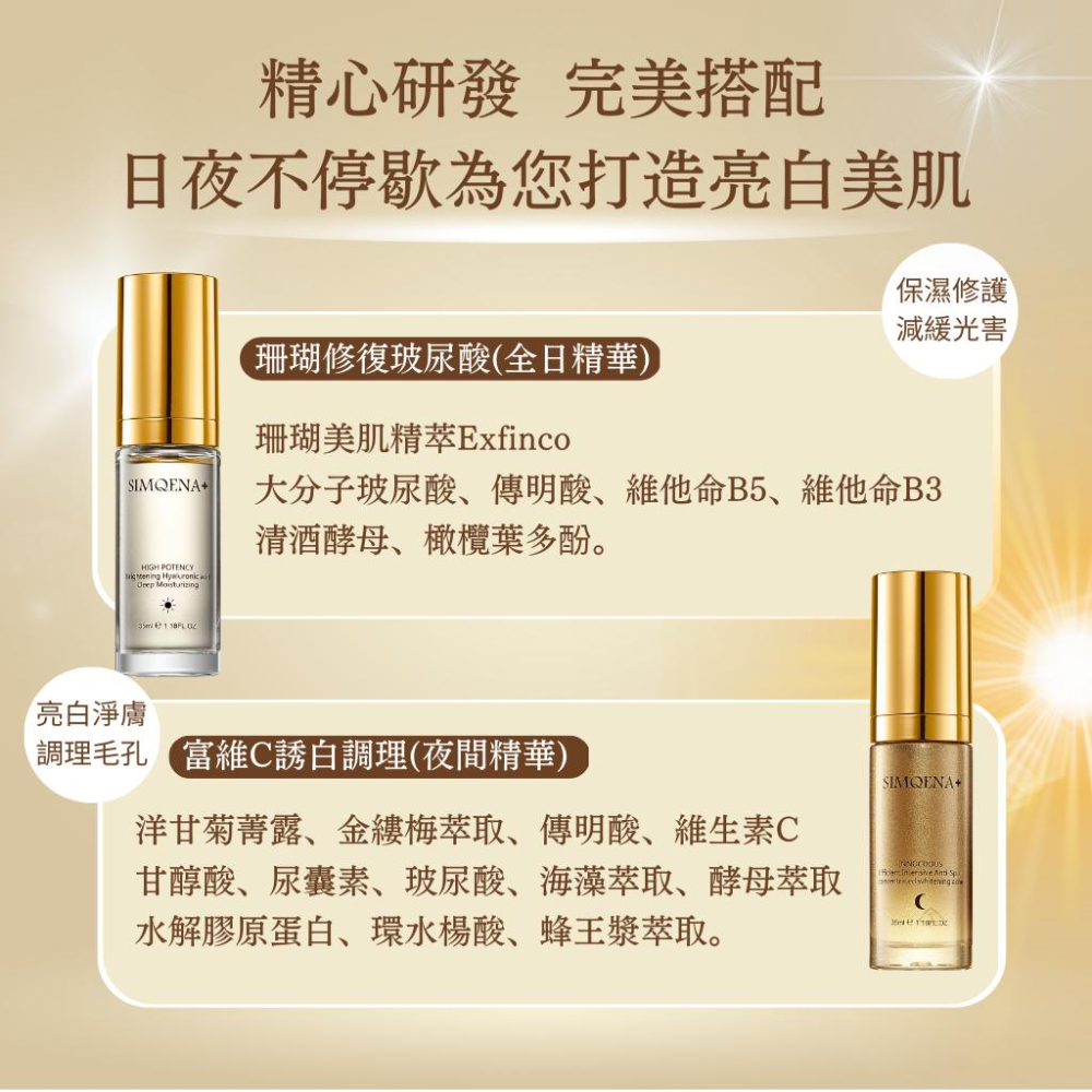 官方直營｜激推必買｜高回購超亮白｜淨膚調理毛孔《日夜亮白調理精華液》SIMQENA玻尿酸美白保濕精華原液-細節圖3