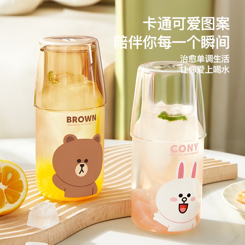 ［Be Woman]預購 line friends 熊大 cony 一人飲 玻璃杯 水壺 夏日 冰塊 方便-細節圖3