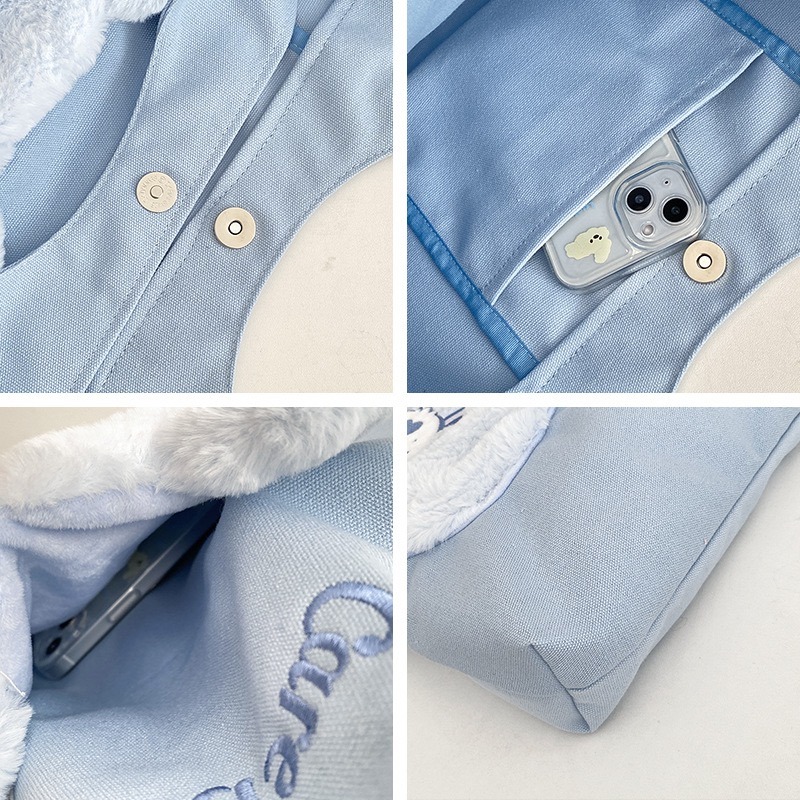 ［Be Woman]現+預 Care Bears 彩虹熊 愛心熊 絨毛造型 肩背包 手提袋 補習袋-細節圖4