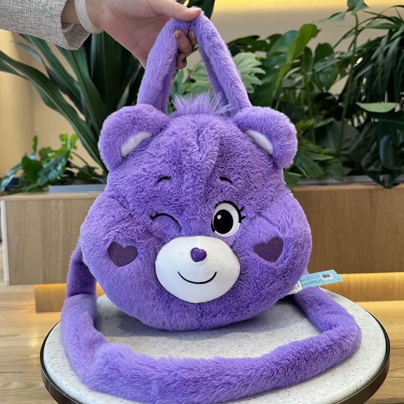 ［Be Woman Shoes]現+預 Care Bears 彩虹熊 愛心熊 毛絨 手提包 斜背包-細節圖9