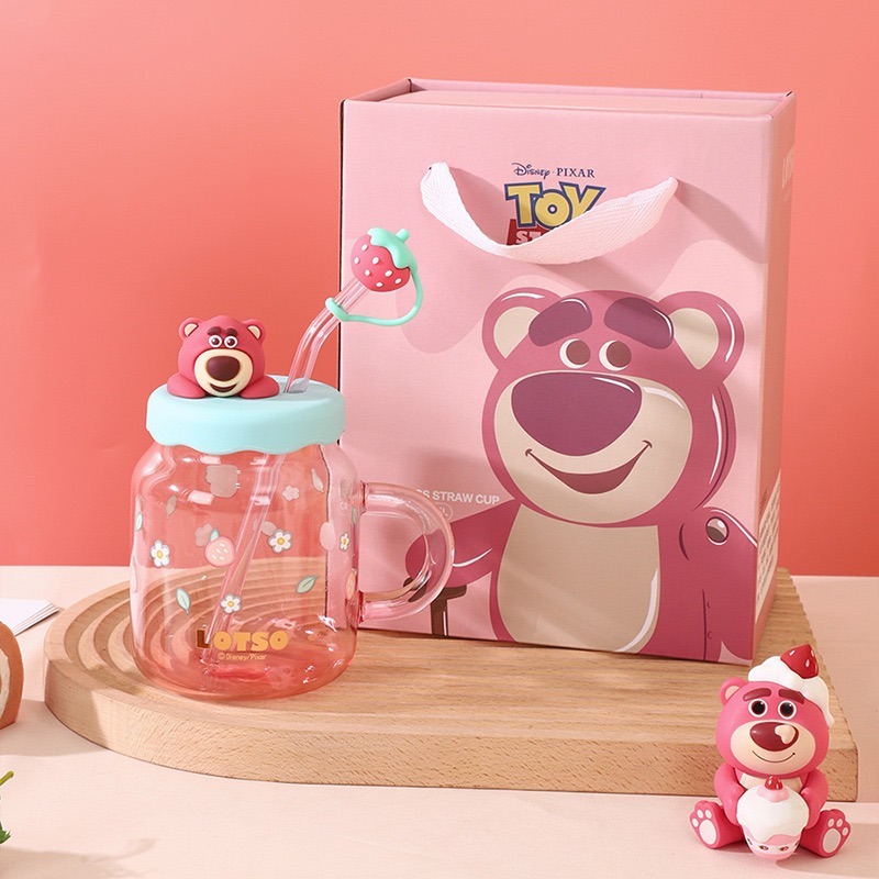 [Be Woman]現+預 草莓熊 熊抱哥 唐老鴨 維尼 小熊維尼 玻璃杯 水杯 附吸管550ml-規格圖6