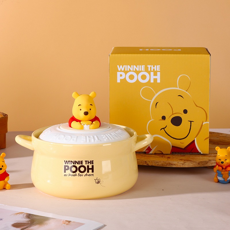 ［Be Woman]維尼 小熊維尼 陶瓷 泡麵碗 雙耳碗 造形蓋-細節圖2