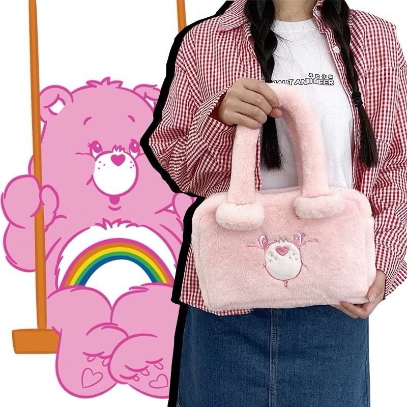 ［Be Woman]現+預 Care Bears 彩虹熊 愛心熊 絨毛 手提包 手腕包 小方包 可愛-規格圖5