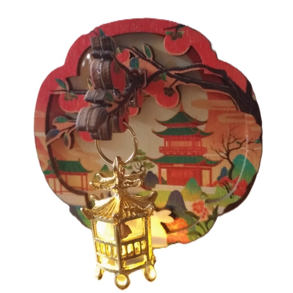 【木質3D立體DIY拼圖模型】磁吸冰箱貼｜拼裝燈籠擺飾｜可發光夜燈｜DIY立體拼圖｜居家裝飾禮物-細節圖3