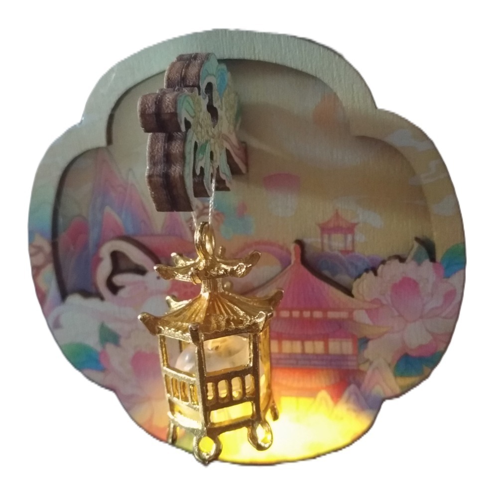 【木質3D立體DIY拼圖模型】磁吸冰箱貼｜拼裝燈籠擺飾｜可發光夜燈｜DIY立體拼圖｜居家裝飾禮物-細節圖4