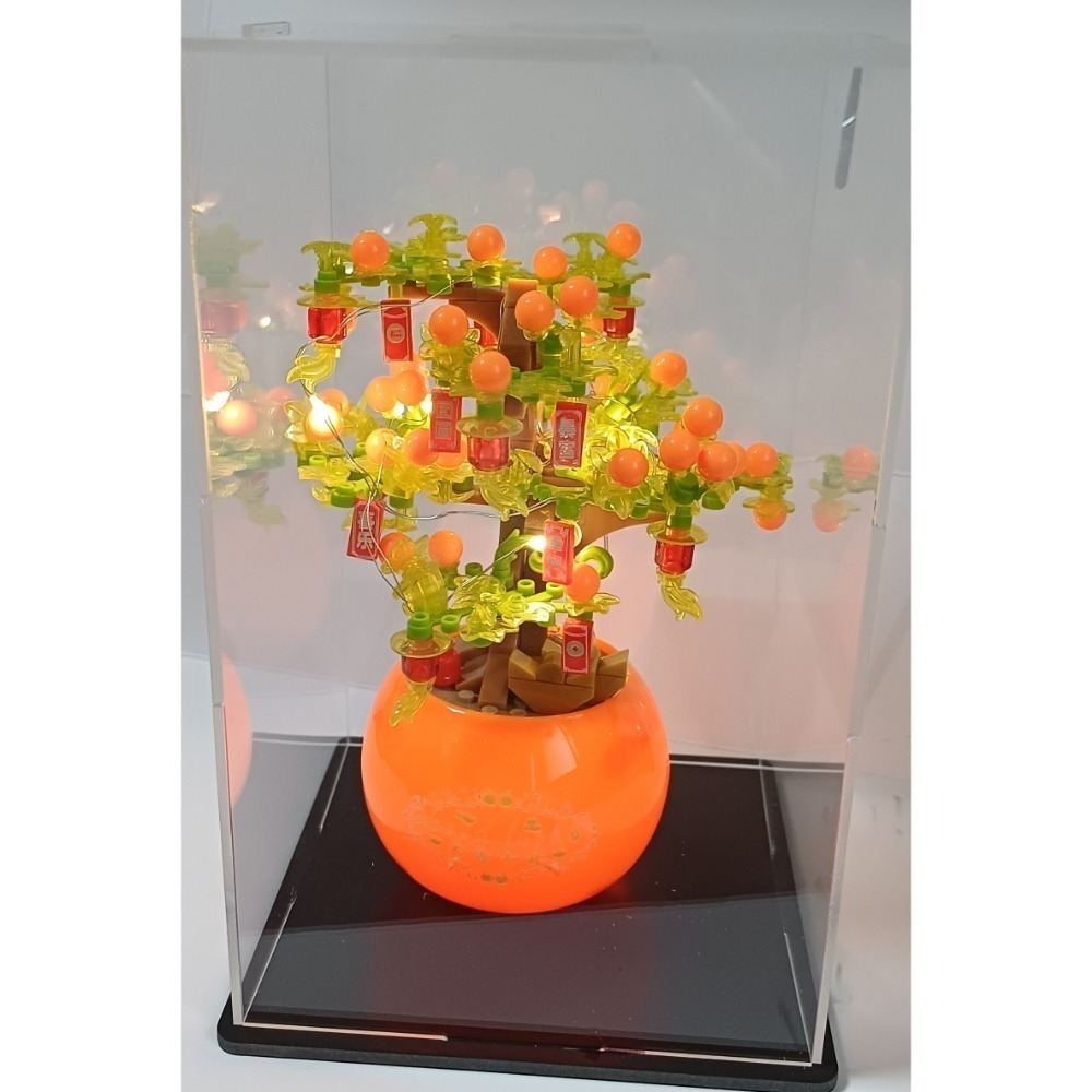 DIY發光積木盆栽 DIY 積木 玩具  拼圖 燈光 附壓克力盒 送禮 擺飾 裝飾 桌上小物-規格圖1